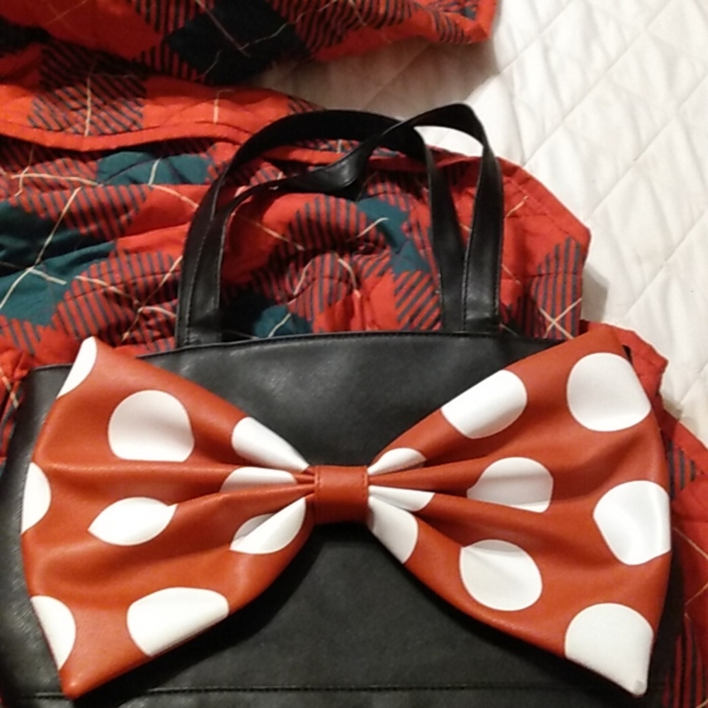 DISNEY MINNIE MOUSE TOTE SHOULDER BAG BIG BOW
